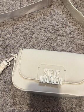 Steve Madden Cream Crossbody Bag with Logo Plaque